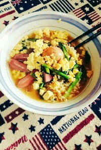 簡単！炒り卵と小松菜入味噌ラーメン