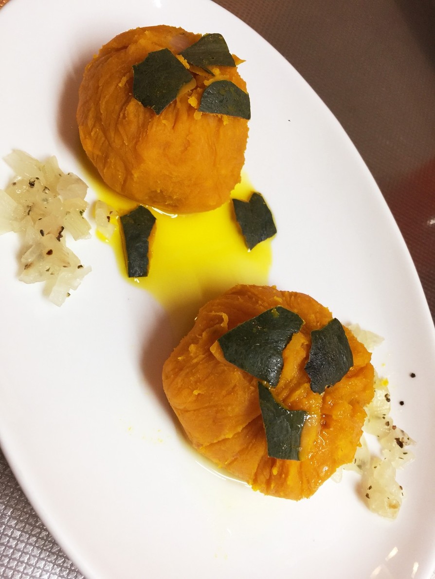 秋の素朴な味わい♪かぼちゃの前菜の画像