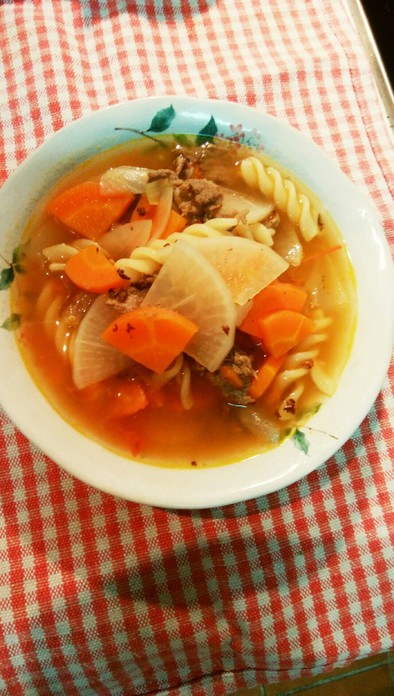 牛肉と根菜のトマトスープ【実家レシピ】の写真