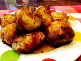 ジャガイモ包の甘ダレ肉巻き