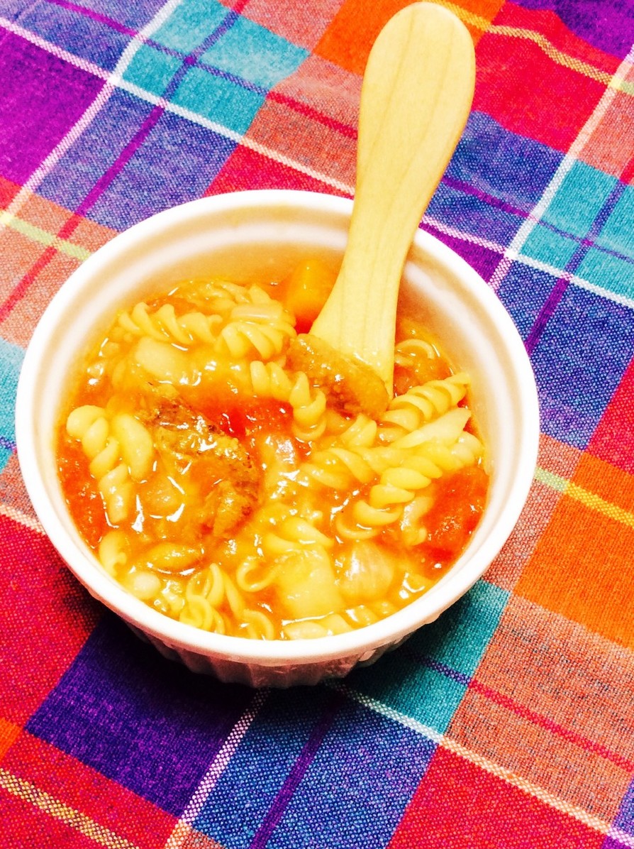 焼き鳥缶&トマト缶でマカロニトマトスープの画像