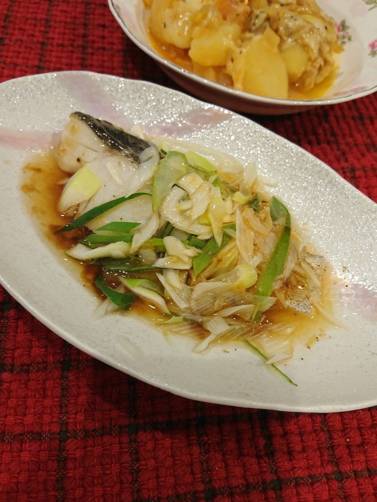 中華風⭐鱈(白身魚)のレンジ蒸しの画像