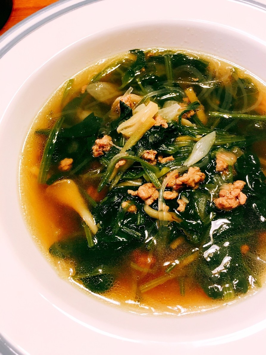 ✿ぽかぽか生姜とほうれん草の春雨スープの画像