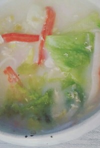 レタスとカニカマの中華風ミルクスープ