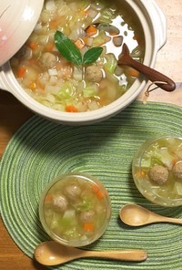 土鍋で！冷凍鶏団子と野菜のコンソメスープ