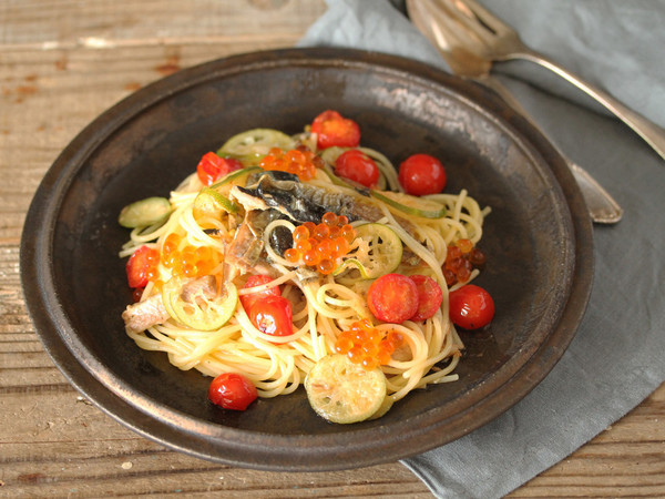 さんまとすだちのパスタ
