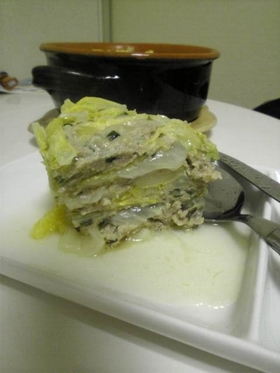 白菜とひき肉の重ね蒸し