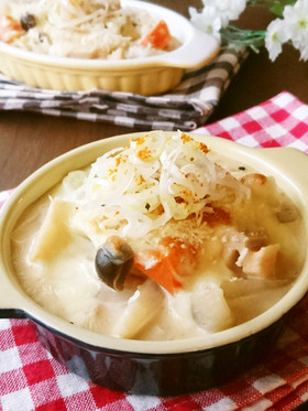 味噌クリームシチューラーメングラタン♡