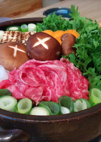 土鍋で作るシンプルな関東風すき焼き