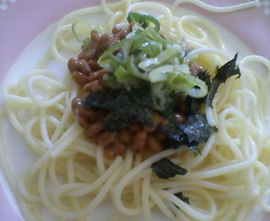 ECO葱でおいしい納豆スパゲッティの写真