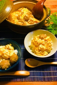 土鍋でホカホカ♬鶏団子の親子丼！！