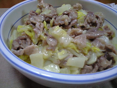 白菜と豚肉のクリーム炒めの写真