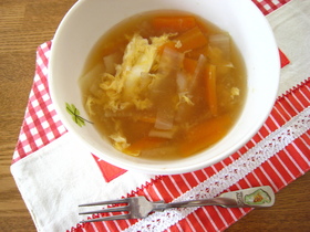 ほっとする味♥根菜と卵のスープ