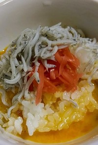 卵かけご飯☝しらすと紅生姜で簡単究極ご飯