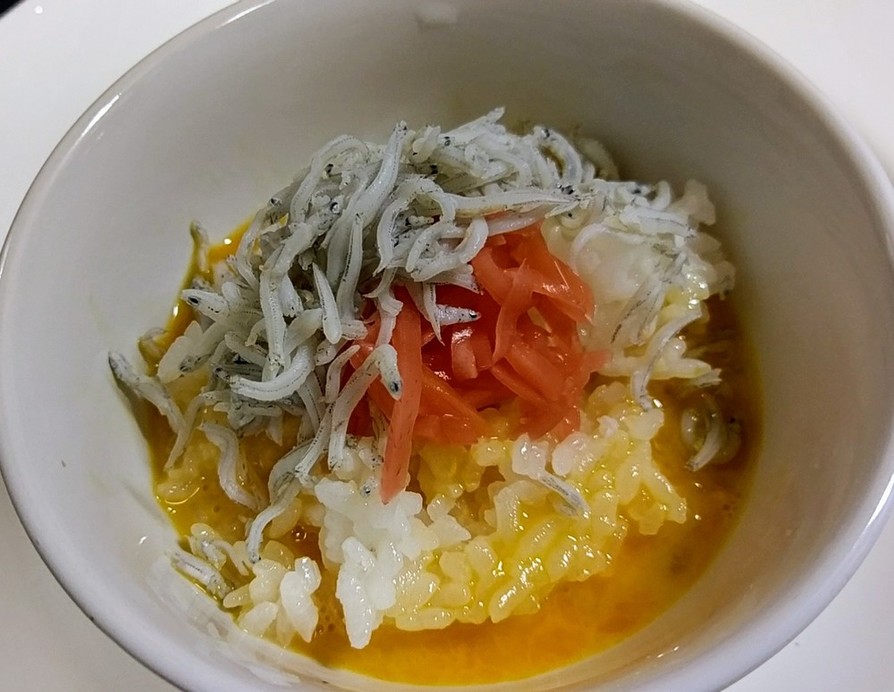 卵かけご飯☝しらすと紅生姜で簡単究極ご飯の画像