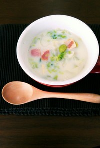 白菜と枝豆の豆乳スープ♥