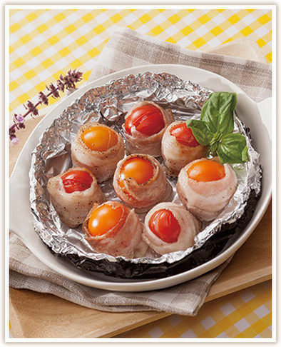 お弁当に☆肉巻きミニトマトのホイル焼きの写真