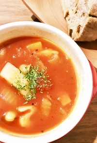 根菜とお豆のトマトスープ