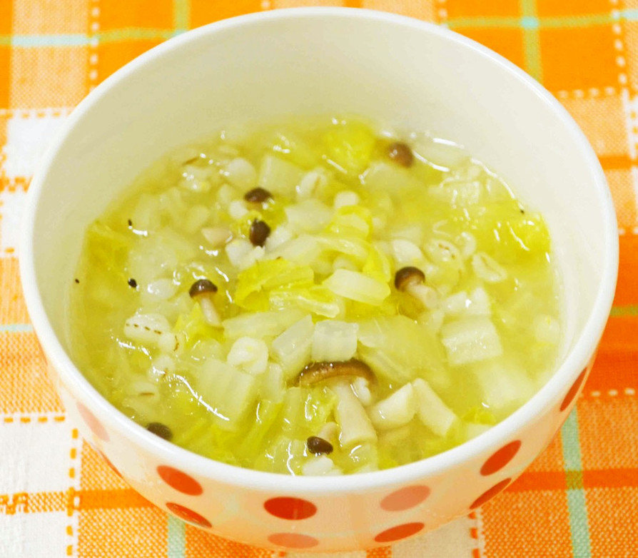 【簡単】白菜と押麦のスープの画像