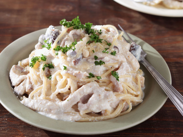 豚肉ときのこの豆腐クリームスパゲッティー