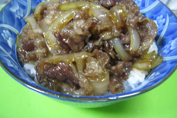 超安く超簡単 牛バラ肉玉葱すき煮味牛丼 レシピ 作り方 By マー爺 クックパッド 簡単おいしいみんなのレシピが352万品