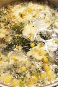 粉末中華スープと冷凍野菜のスープ