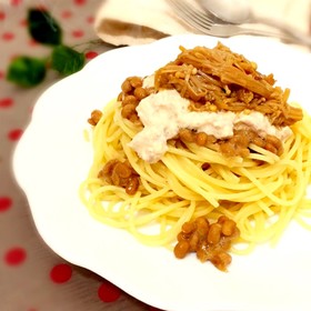 簡単10分☆納豆ツナマヨパスタ