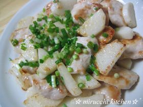 鶏胸肉と長いもの塩炒め
