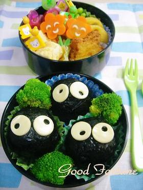 キャラ弁☆まっくろくろすけおにぎり弁当