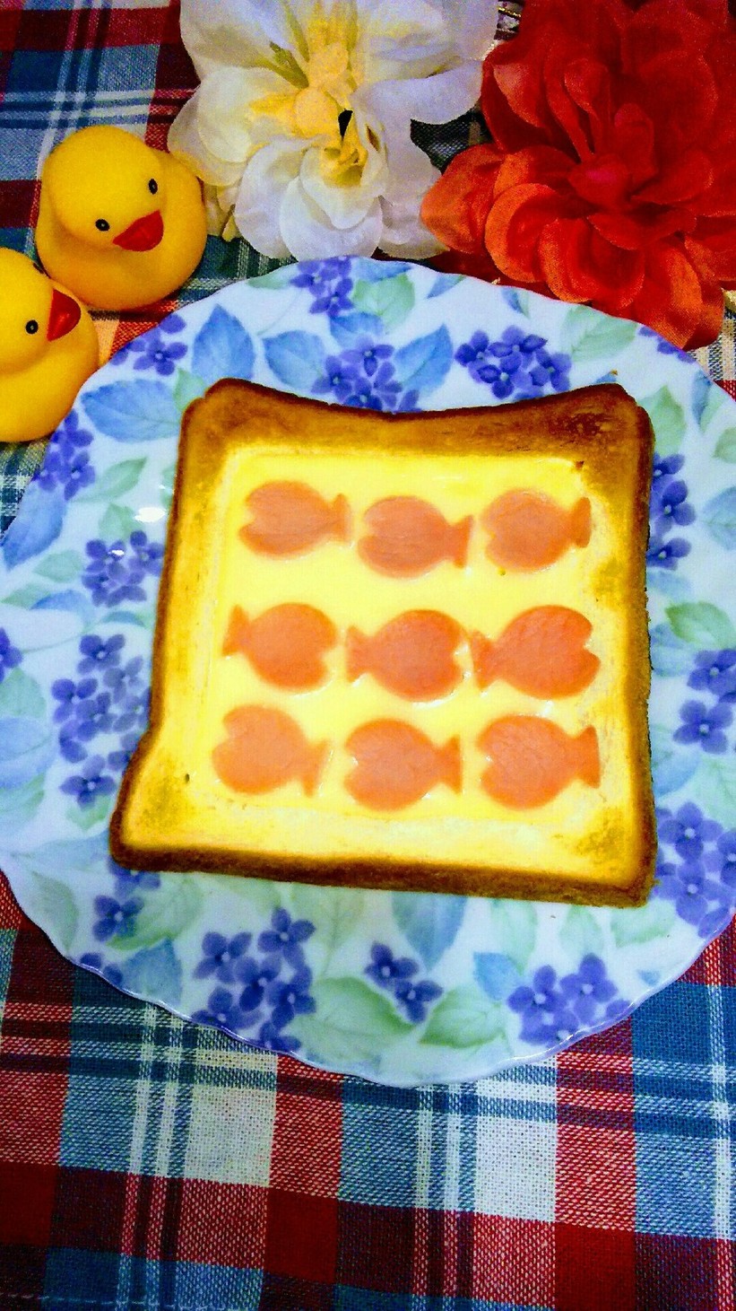型抜きハムのチーズトーストの画像