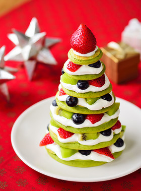 糀甘酒抹茶パンケーキのクリスマスツリー
