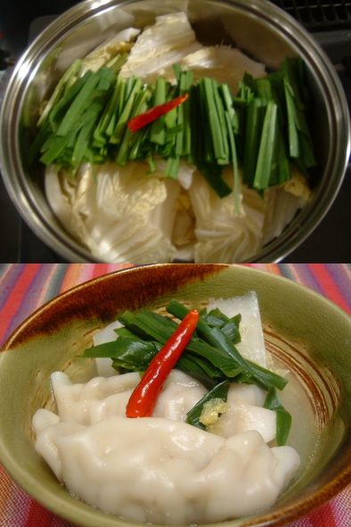 餃子の白菜ニラ鍋の写真