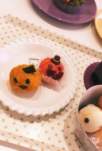 簡単ハロウィンジャム入り茶巾まんじゅう