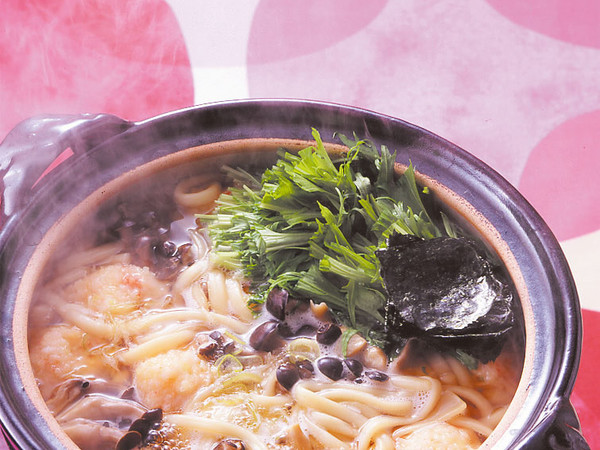 えびだんごと水菜の鍋うどん