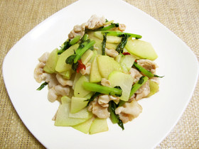 ハヤトウリと豚肉の中華風炒め