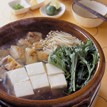 鶏と水菜の湯豆腐鍋