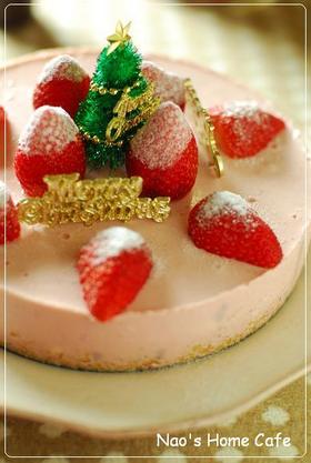 苺のレアチーズケーキ♡