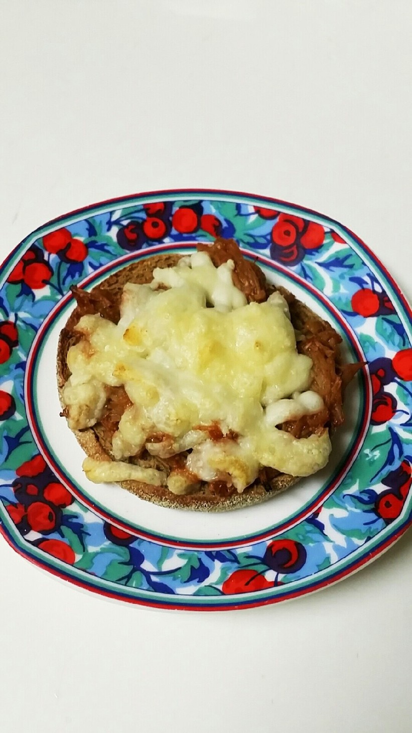 低糖質マフィンのなめたけチーズトーストの画像