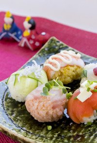 魚介とチーズのコラボ手まり寿司