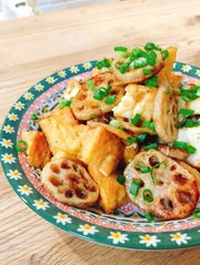 ご飯が進む!厚揚げと蓮根の照り焼きの写真