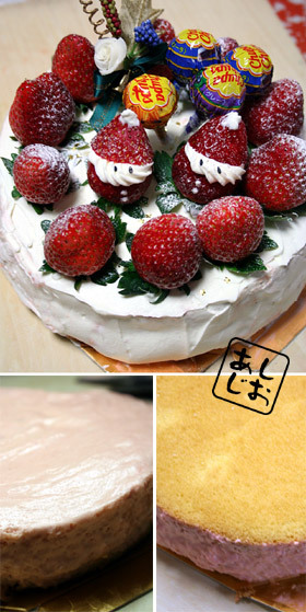 クリスマスに苺ムースのショートケーキの画像