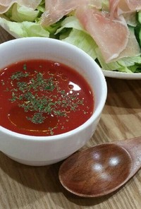 レンジ♪トマトジュースでトマトスープ。