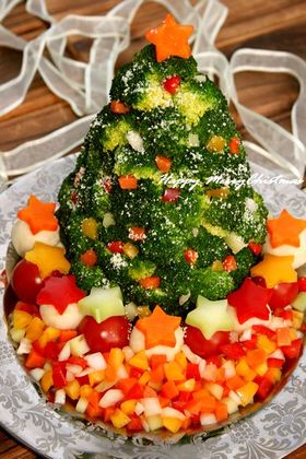 カラフルな☆クリスマスツリーサラダ☆♪