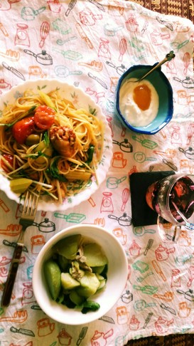 ホットグリーンオリーブパスタ
