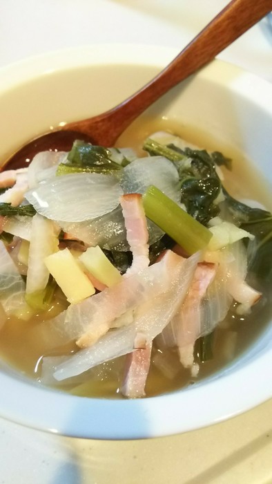 大根と小松菜の生姜スープの写真