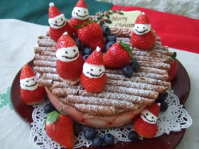 *;*いちごサンタのチョコケーキ*;*