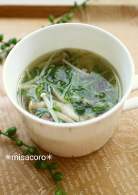 mきのこと豆苗の中華スープ