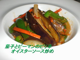 茄子とピーマンのピリ辛いオイスター炒め