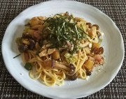 茸と秋野菜の和風クリームパスタの写真