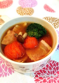 朝食に簡単5分☆トマト&紅茶の特製スープ